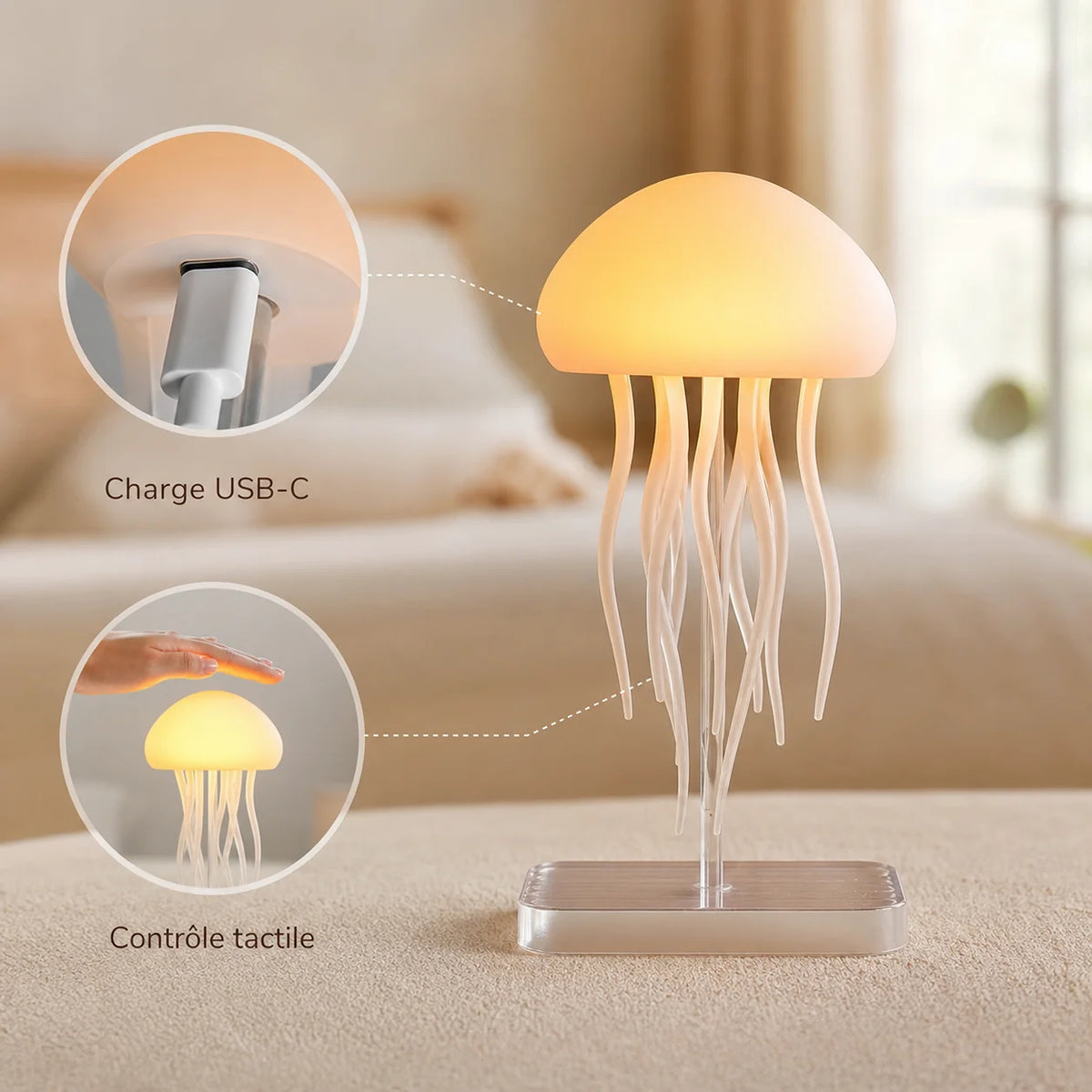 Veilleuse enfant douce rechargeable, lumière chaude apaisante, Amidenuit