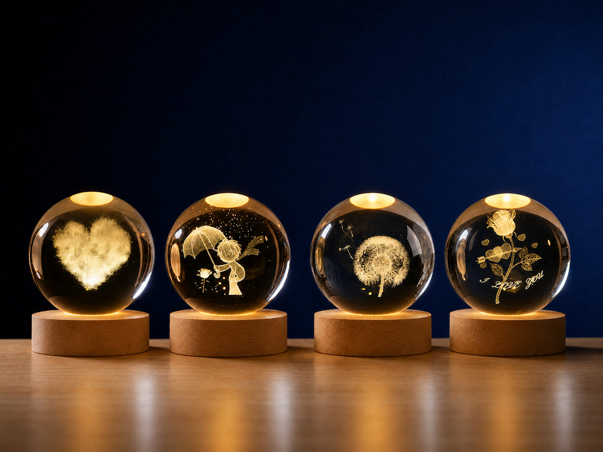 Veilleuse enfant d'ambiance Boule de Cristal avec projections, Amidenuit