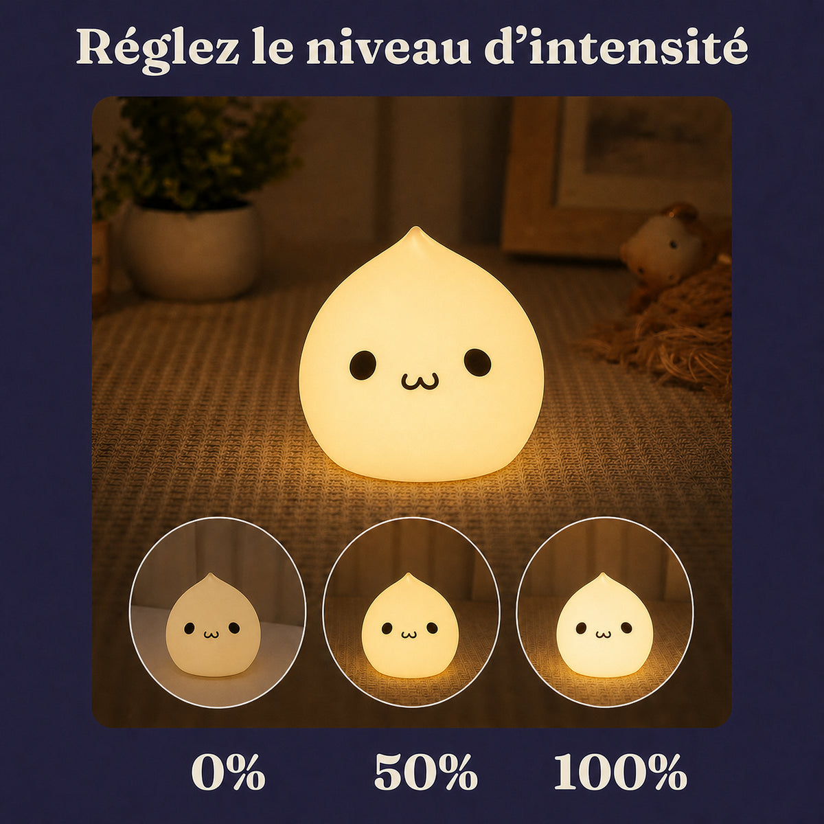 Veilleuse bébé Casper en forme de fantôme, lumière ambre chaude, Amidenuit