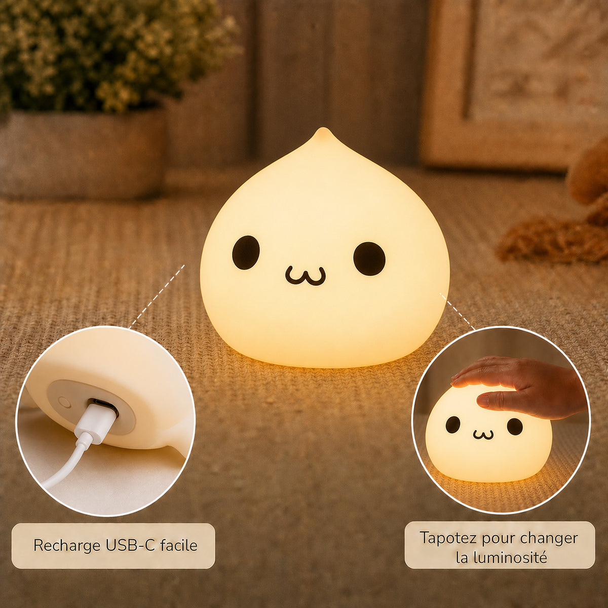 Veilleuse bébé Casper en forme de fantôme, lumière ambre chaude, Amidenuit