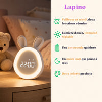 Réveil enfant veilleuse Lapino en forme de lapin, Amidenuit