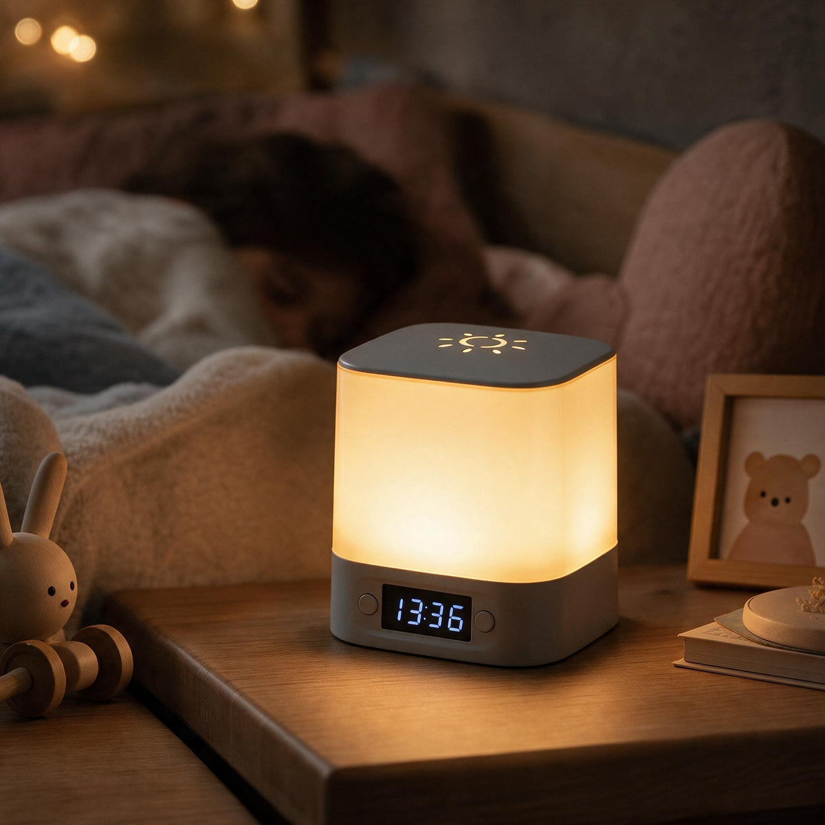 Veilleuse adulte tactile Lumis avec télécommande et affichage de l'heure, Amidenuit