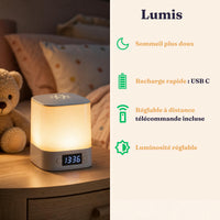 Veilleuse adulte tactile Lumis avec télécommande et affichage de l'heure, Amidenuit