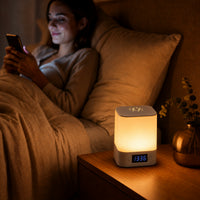 Veilleuse adulte tactile Lumis avec télécommande et affichage de l'heure, Amidenuit