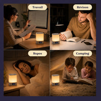 Veilleuse adulte tactile Lumis avec télécommande et affichage de l'heure, Amidenuit
