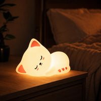 Veilleuse bébé Nala en forme de chat, lumière ambre chaude, Amidenuit