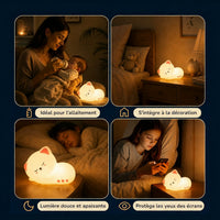 Veilleuse bébé Nala en forme de chat, lumière ambre chaude, Amidenuit