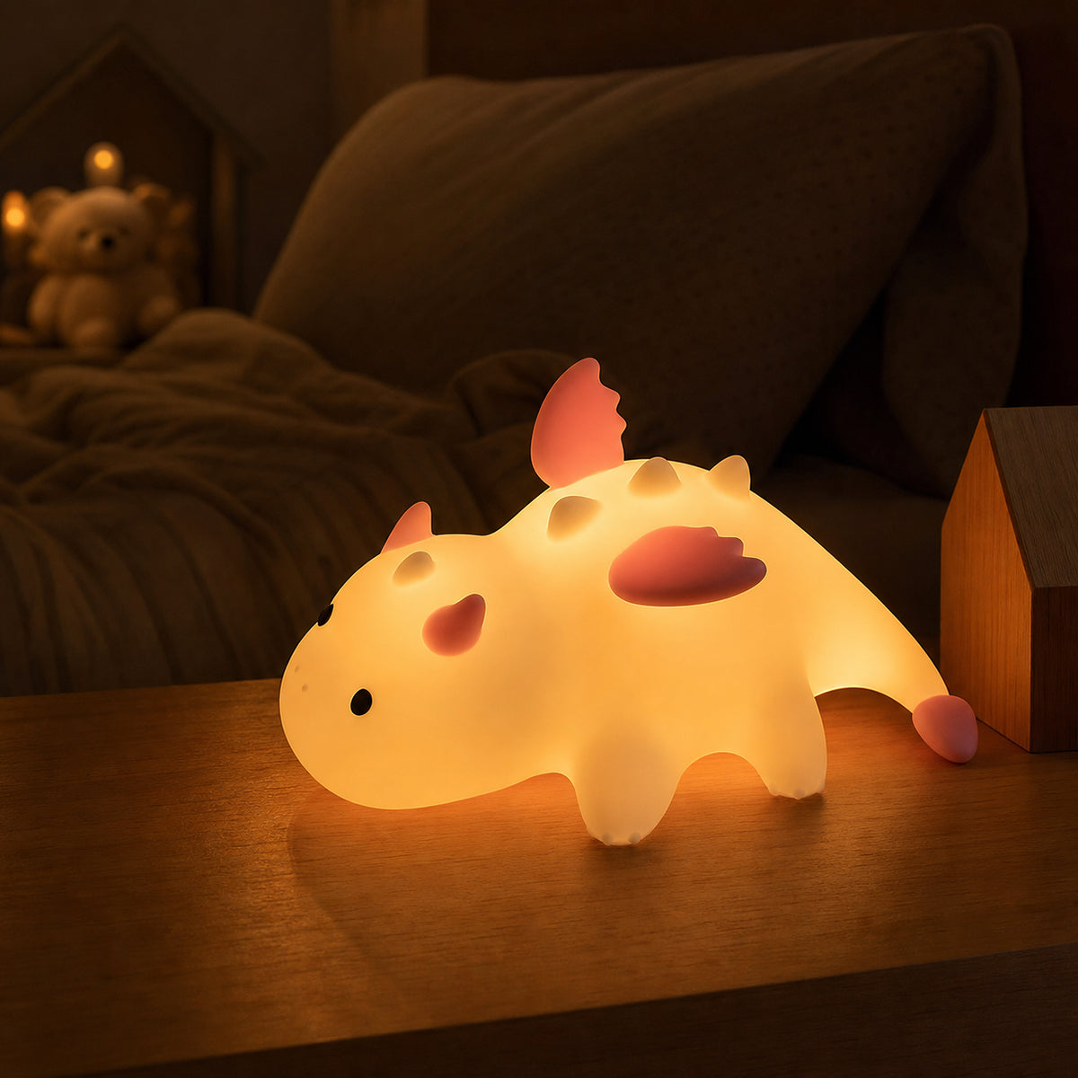 Veilleuse enfant Névé en forme de dragon des glaces, lumière chaude, Amidenuit
