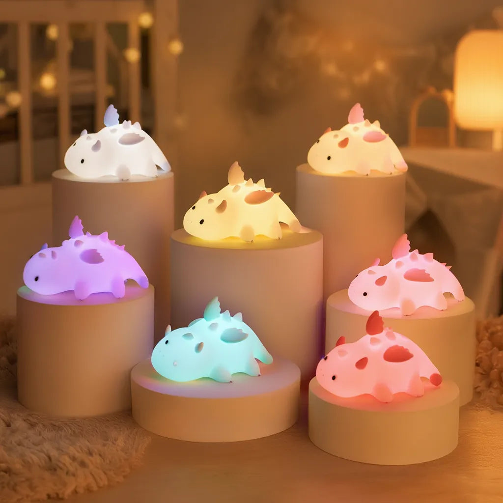Veilleuse enfant Névé en forme de dragon des glaces, lumière chaude, Amidenuit