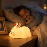 Veilleuse bébé Nino en forme de lapin, lumière ambre chaude, Amidenuit