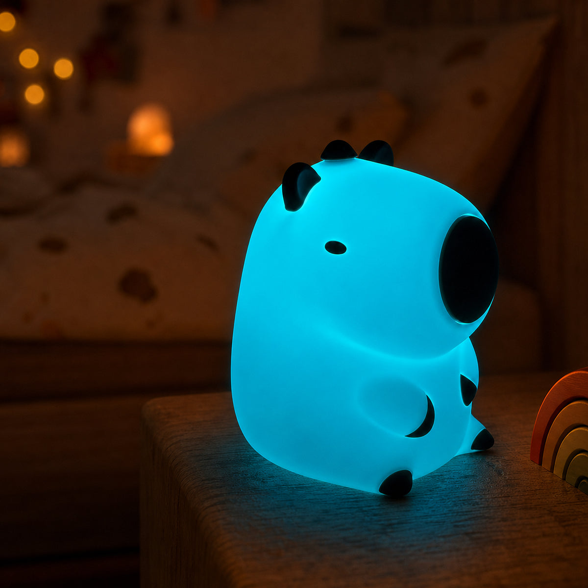 Veilleuse bébé Rex en forme de dino, lumière ambre chaude, Amidenuit