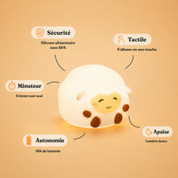 Veilleuse bébé Rosie en forme de mouton, lumière ambre chaude, Amidenuit
