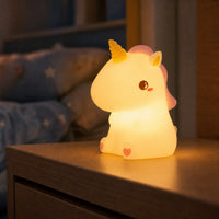 Veilleuse bébé Stella en forme de licorne, lumière ambre chaude, Amidenuit