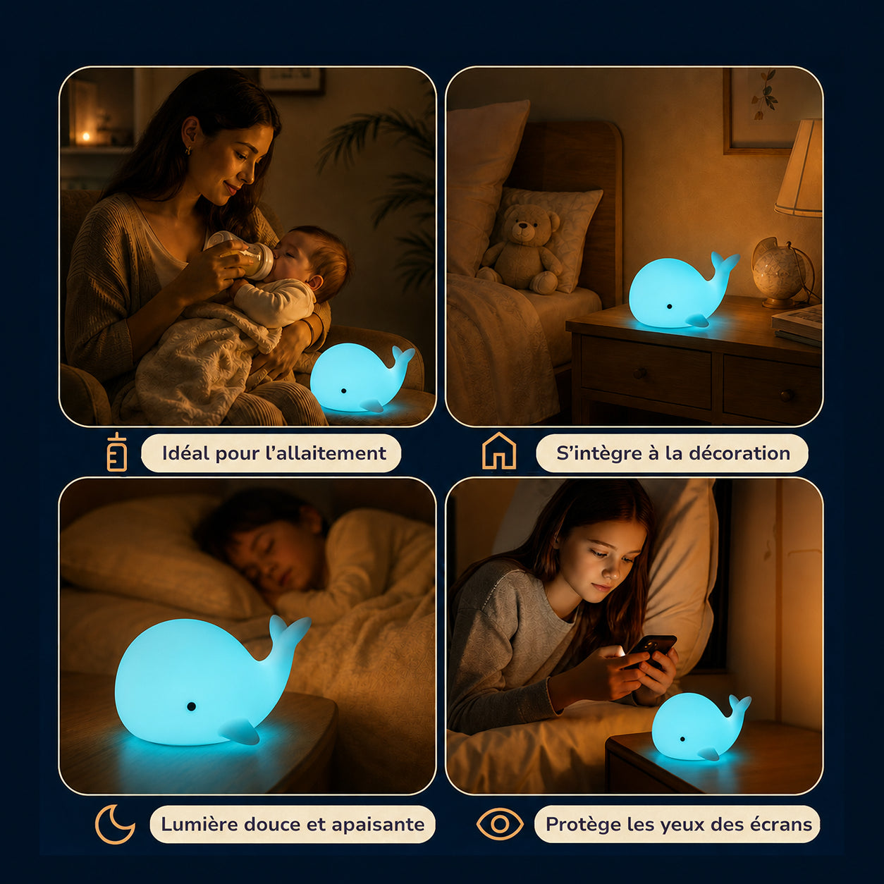 Veilleuse bébé Compagnon Baleine — Wally