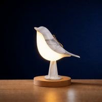 Veilleuse adulte Pica en forme d'oiseau doré, lampe d'ambiance design, Amidenuit