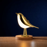 Veilleuse adulte Pica en forme d'oiseau doré, lampe d'ambiance design, Amidenuit